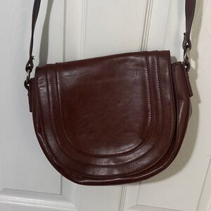 Sole Society Dark Brown Leather-Style Crossbody Saddle Bag